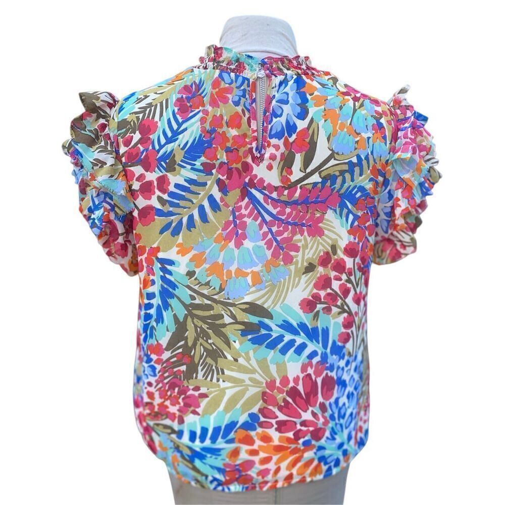 Sugar Lips Floral Top Lined Keyhole Button Back Sz. L Feminine - Picture 6 of 13
